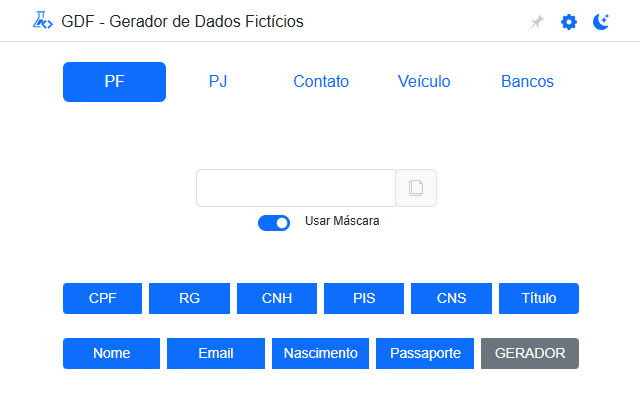 Gerador de Dados Fictícios Extensão